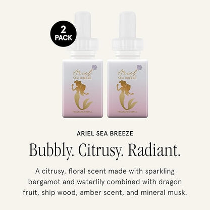 Pura Disney Collection Scent Refill - Smart Home Air Diffuser - Home Scent Refill - Up to 120-Hours of Premium Fragrance per Vial - Safe Diffuser Fragrance - 2 Pack, Ariel Sea Breeze