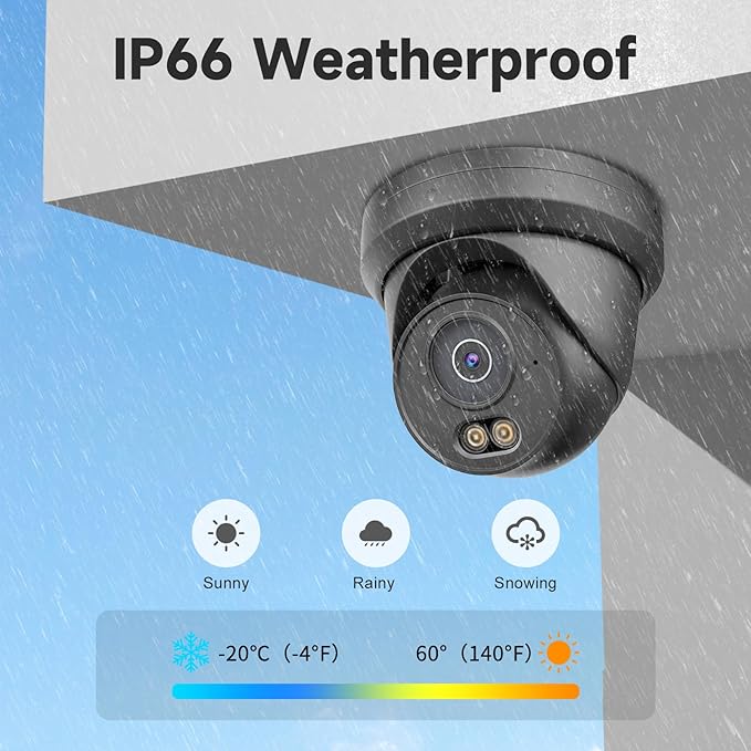 UNILOOK 4K 8MP PoE Security Camera, Turret IP Camera Outdoor Indoor Wired, 100ft Smart Color Night Vision, Human/Vehicle Detection, IP66, Built-in Audio, @20fps, Wide Angle, Full Metal, NDAA (Black)