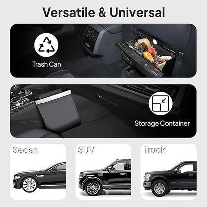 COZILO Leather Car Trash Can with Smart LED Light & Magnetic Closure,Leak-Proof, Odor-Lock Car Trash Bin for Any Cars, Sedans, SUVs, Trucks, Black