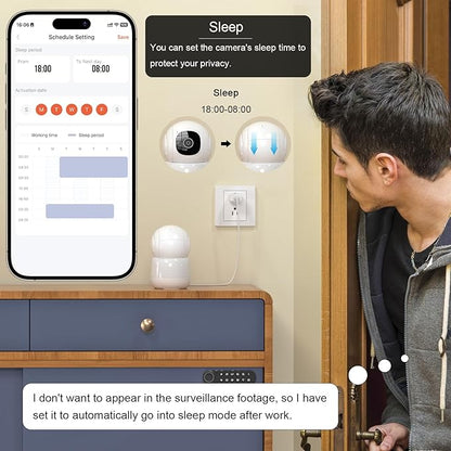 Camera for Home Security, 2K Pet Camera with Speaker,Indoor Camera Wireless with Phone App, Auto Tracking/Super Night Vision, Cloud/SD Card Storage, 2.4 GHz, White