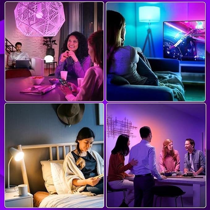 A19 Smart Light Bulb, 9W 900LM RGB+CCT LED Bulb - 16 Million Vibrant DIY Colors, Music Sync via Tuya, Works with Alexa & Google Assistant - 2.4GHz No Hub Required for Home Decor(2Pack)