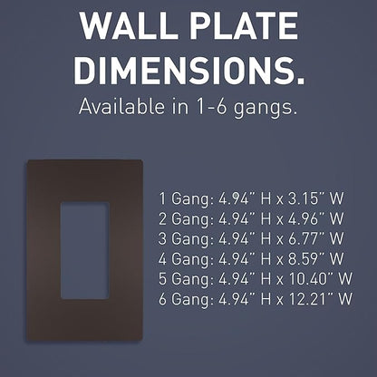 Legrand radiant Screwless Wall Plates for Decorator Rocker Outlets, 2-Gang, Dark Bronze, RWP262DBCC6