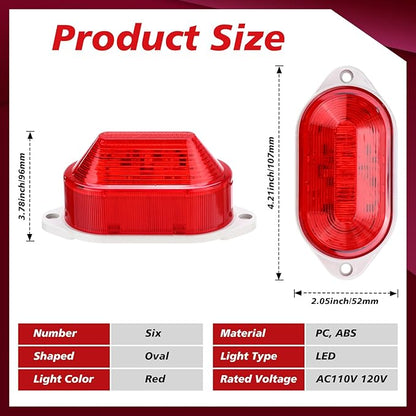 Tuanse 6 Pack Ac110v 120v Alarm Siren with Strobe Light Strobe Siren Industrial Warning Light Sound Emergency Panic Alarm Red Flashing 110 Db Loud Sound Compatible with Smart Switch for Timed Alert
