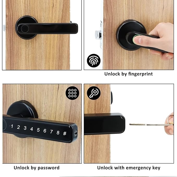 Fingerprint Smart Door Lock with Keypad Handle for Home, Apartment, Office, Front Door, Bedroom, Keyless Entry Door Lock