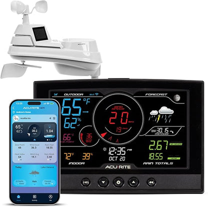 AcuRite Iris (5-in-1) Home Weather Station with Direct-to-Wi-Fi Wireless Display and Alerts for Remote Monitoring Indoor/Outdoor Temperature and Humidity with Wind Speed/Direction (01544M)