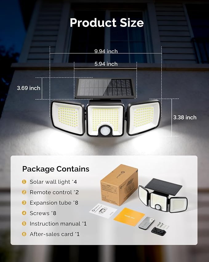 Brightown 4 Pack Solar Flood Outdoor Lights with Motion Sensor 3 Modes