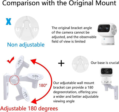 Wall Mount Compatible with eufy Security 4K Indoor Cam S350 eufy Security E21/E20, 2 Pack Adjustable Bracket Mount Ceiling Mount 180 Degree Rotation Baby Monitor Mount Easy to Install, White