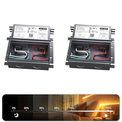 2 Pieces Dimmable LED Driver 60W 24V, Triac/ELV/MLV AC to DC Power Supply for LED Light, Halogen Bulb, LED Transformer Compatible with Lutron & Leviton Dimmer, for UL&FCC-Listed