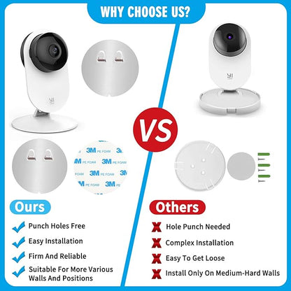 4 Pack Indoor Wall Mount for Yi Home Security Camera, No Punching, Extremely Simple Installation (Camera is NOT Included)