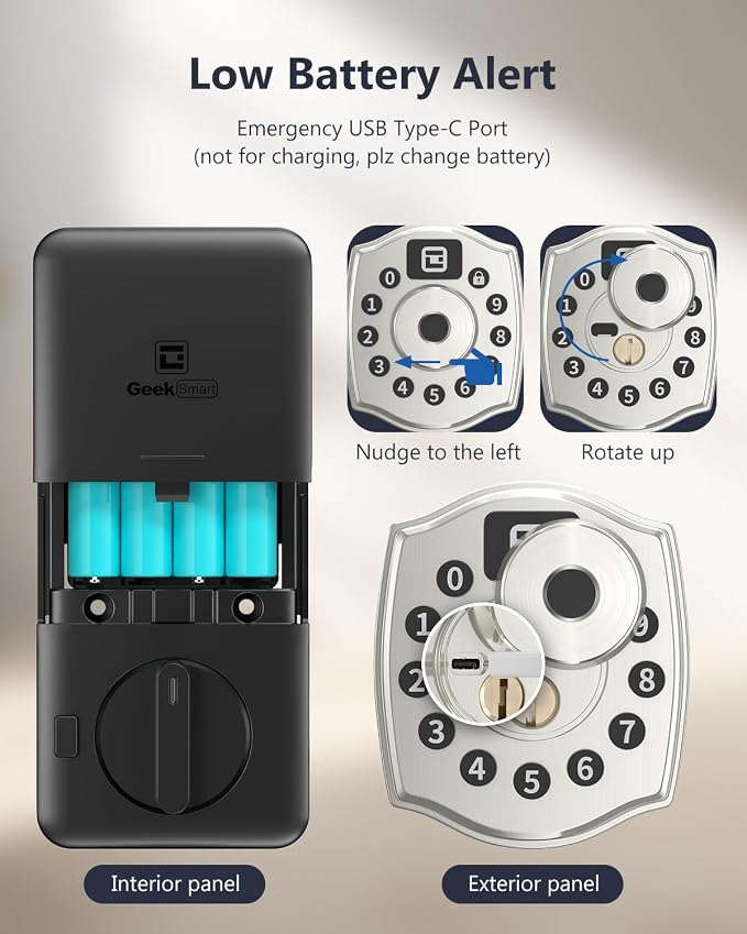 Geek Smart Fingerprint Deadbolt with App, Keypad Door Lock for Front Door