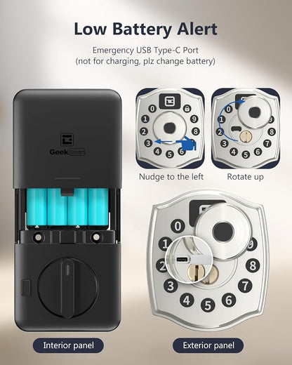 Geek Smart Fingerprint Deadbolt with App, Keypad Door Lock for Front Door