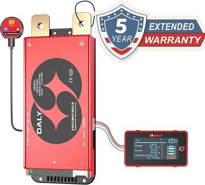 DALY BMS 12V 4S 150A Display - Smart BMS with 3 Inch LCD Screen WiFi Bluetooth Module Supports RS485 CAN for 12V LiFePO4 for RV Trolling Motor Battery Portable Power Station