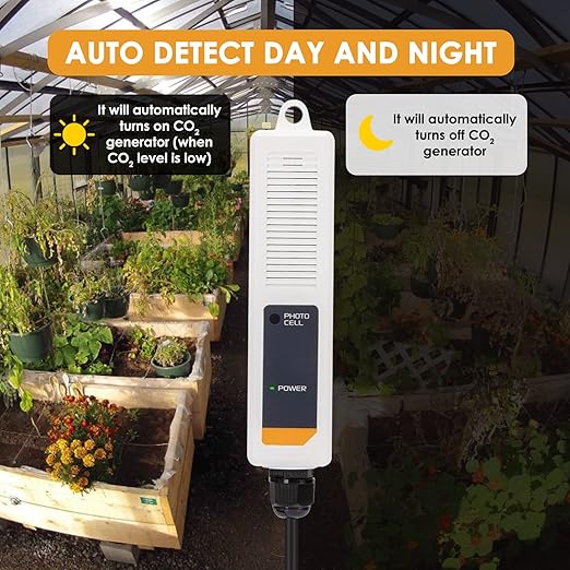 CO2 Controller Carbon Dioxide Controller with Auto Day and Night&Relay Function CO2 Monitor NDIR CO2 Sensor for Greenhouse, Grow Room, Grow Tent