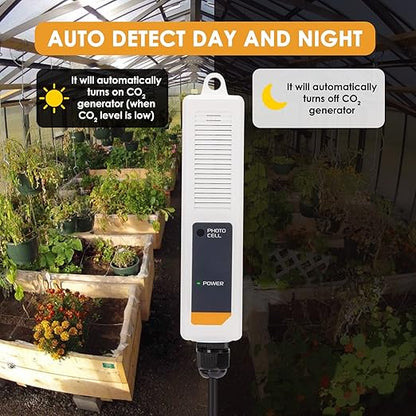 CO2 Controller Carbon Dioxide Controller with Auto Day and Night&Relay Function CO2 Monitor NDIR CO2 Sensor for Greenhouse, Grow Room, Grow Tent