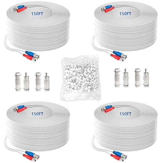 OOSSXX Video Power Cable BNC Extension All-in-One Cables for CCTV Security Cameras, Outdoor Wired Surveillance Camera DVR System