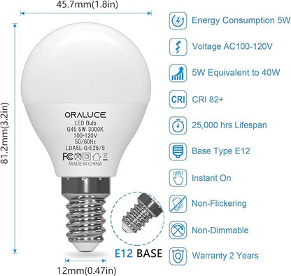 ORALUCE 丨 Bundle - A15 e12 Base Lightbulbs Warm White 3000K (Pack of 6) & Smart LED Bulb A19 Wi-Fi and Bluetooth (Pack of 4)