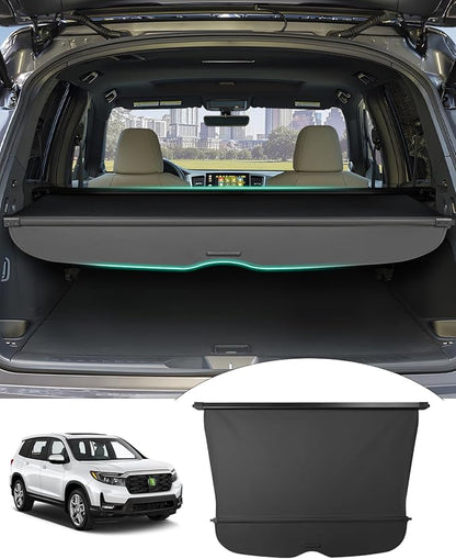 Powerty Retractable Cargo Cover for 2019-2025 Honda Passport, Canvas Texture Trunk Cover Privacy Screen Rear Security Shade for Passport Accessories