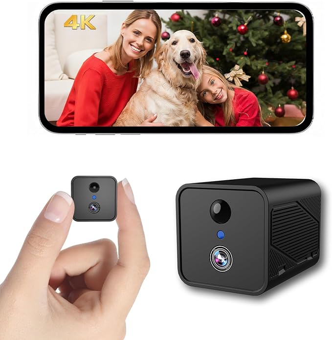 Mini Camera, 4K Small Camera Wireless with 940nm Night Vision, Low Power – Up to 50 Days of Use, 30-Day Cloud Storage Trial + Local Storage, No Monthly Fee(Black)