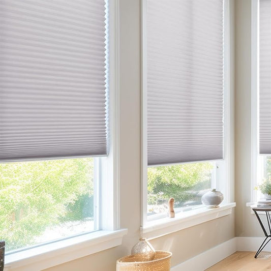 Changshade Cellular Shades Window Blinds Light Filtering Cordless Custom Size, Honeycomb Door Window Blinds 1.5 inch Cell Pleated Easy to Install for Home, Office, Bedroom, Bathroom, Nursey, Grey