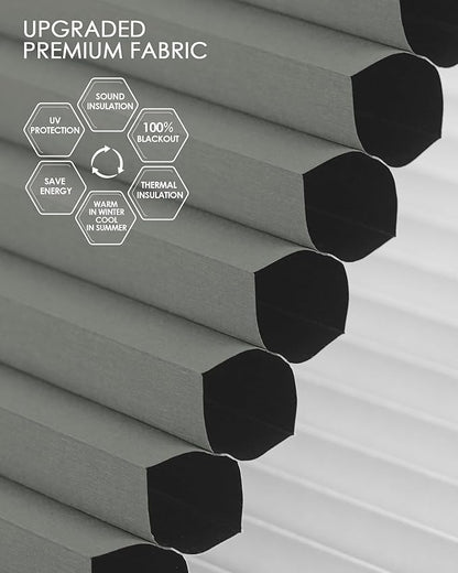 Yoolax Motorized Cellular Shades Compatible with Alexa, Blackout Motorized Blinds with Remote Smart Honeycomb Shades for Indoor Windows, Automatic Blinds Custom Size (Blackout Dark Grey)