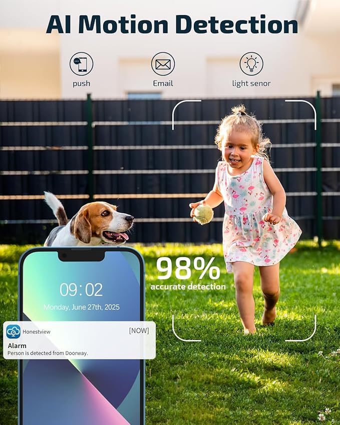 OHWOAI 《Dual Band WiFi & IP65 Waterproof》Wireless Outdoor Security Camera with Color Night Vision, Motion Detection,Remote Viewing WiFi Cameras, Home Video Surveillance Cameras