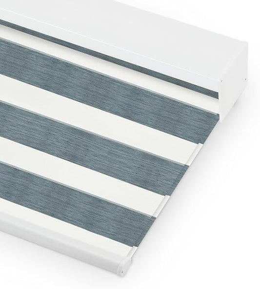 Bringnox Smart Motorized Zebra Roller Blinds - 85% Blackout, Remote Control, Works with HomeKit, Google Home & Alexa via Hub, Custom Size