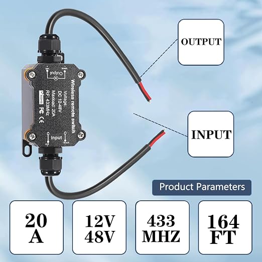 DC12V/24V/48V/20A Waterproof Remote Control Switch
