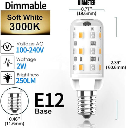 KLG E12 LED Bulb, 12 WRGB Colors Dimmable, 2.5W Small T3/T4 Candelabra Base Light Bulb, 4 Auto Modes with Sync & Memory, 25W Equivalent, 2 Pack