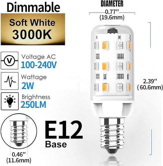 KLG E12 LED Bulb, 12 WRGB Colors Dimmable, 2.5W Small T3/T4 Candelabra Base Light Bulb, 4 Auto Modes with Sync & Memory, 25W Equivalent, 2 Pack