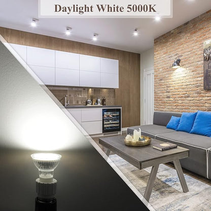 DiCUNO GU10 LED Light Bulbs, 6W 60W Halogen Replacement, Bright Daylight White 5000K, 700lm, Full Glass Cover 120 Degree Beam Angle, 120V, MR16 GU10 LED Non-dimmable, Spotlight Track Lighting, 6-Pack