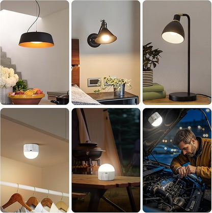 Rechargeable Light Bulbs with Remote, 2000mAh Magnetic Battery Powered E26 LED Bulb with Timer for Lamps/Sconces/Outdoor Camping, 3 Color Temperatures & 12 RGB Colors, Non-Hardwired, 4 Pack