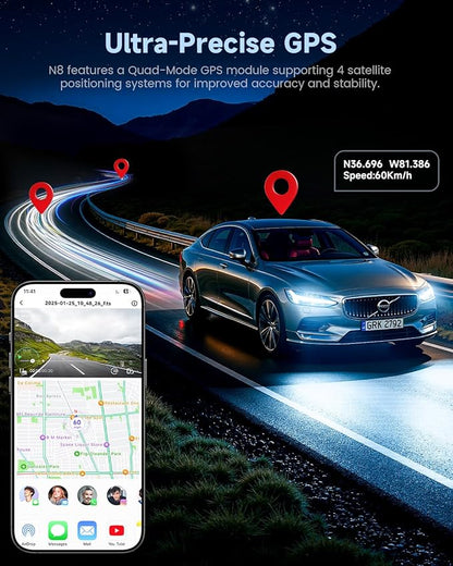 COOLCRAZY Dash Cam Front Rear - 4K+1080P Full HD Dashcam Free 64GB Card, with 5G WiFi GPS, Dual Dash Camera for Cars with 3" IPS Screen, Night Vision, HDR, App Control, 24H Parking Mode, Loop Record