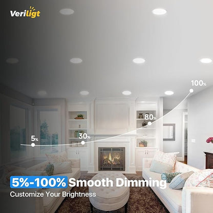 4 Pack 4 Inch LED Recessed Light, Dimmable, Damp Rated, 5CCT Selectable, 9W 750LM, 120V, Silm Canless Wafer Ceiling Light, ETL&FCC