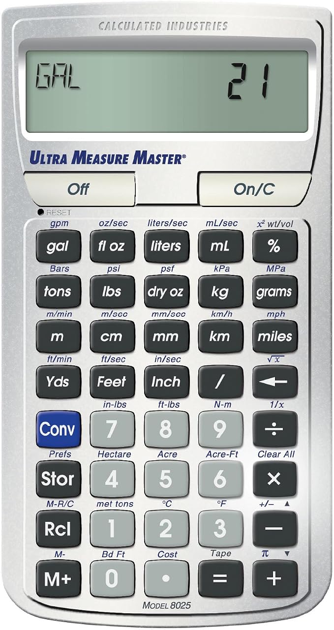 Calculated Industries 8025 Ultra Measure Master Professional Grade U.S. Standard to Metric Conversion Calculator Tool for Engineers, Architects, Builders, Scientists and Students | 60+ Units | Professional Grade, U.S. Standard to Metric Conversion, For...