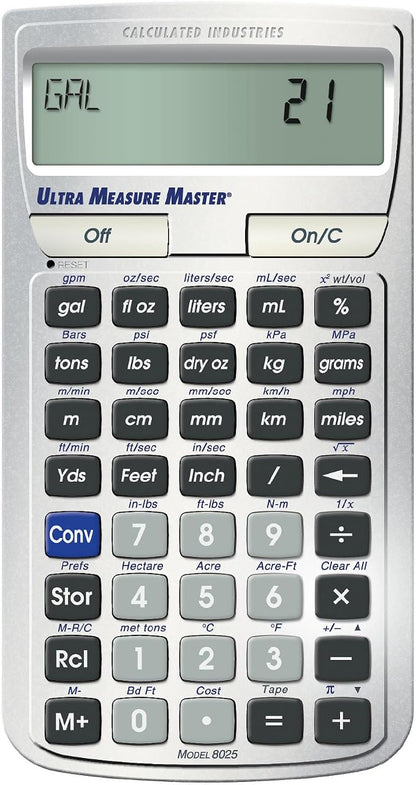 Calculated Industries 8025 Ultra Measure Master Professional Grade U.S. Standard to Metric Conversion Calculator Tool for Engineers, Architects, Builders, Scientists and Students | 60+ Units | Professional Grade, U.S. Standard to Metric Conversion, For...