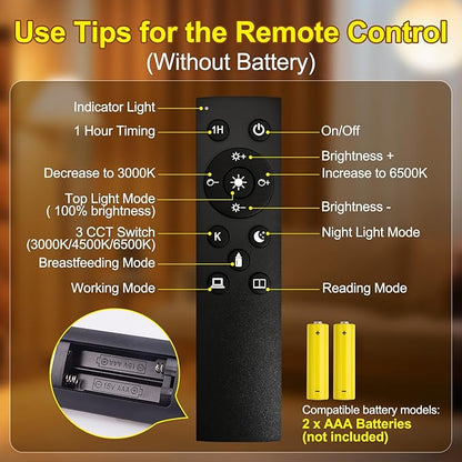 SCNNC LED Remote Control Light Bulbs, 700LM 9W, 60 Watt Equivalent, 3000K-6500K Stepless Dimmable Warm Light Bulbs, E26/E27 Base,100V-240V AC, CRI 80+, 30000+ Hours Lifespan (1 Remote, 1 Bulb)