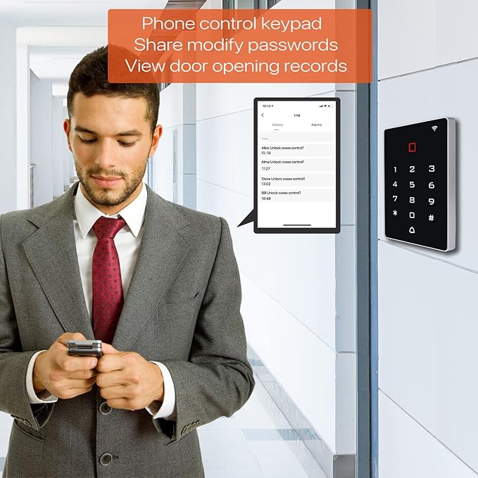 Wireless WiFi Access Control Keypad, Backlight Door Access Control System + 5PCS ID Keychains, Wiegand 26, Password Keypad for House Apartment, TUYA Wireless Entry Security Access Controller