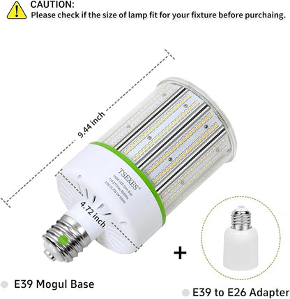 TSEXES 2 Pack LED Corn Bulb 150W,E39 Mogul Base,23700Lm 5000K Corn Light Bulb Replacement Metal Halide HID CFL for Commercial Industrial Lighting Warehouse High Bay Light Fixture Garage Workshop
