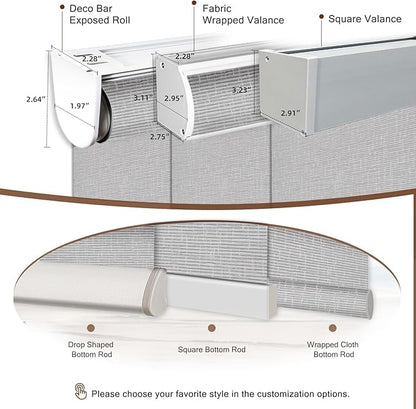 Motorized Blinds Roller Shade with Remote: Canisteo Automatic Smart Blind for Windows 100% Blackout, Electric Blinds Compatible with Alexa/Google Home/Apple Homekit, Customized Size, Cozy Smoke