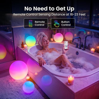 LOFTEK 8-inch LED Ball Light, Rechargeable Colar Change Lamp with Remote | 25 Modes, 11 RGB Colors Orb Light, Dimmable, Cordless & Timer, Mood Lighting for Home Bedroom Patio Decorative Lighting