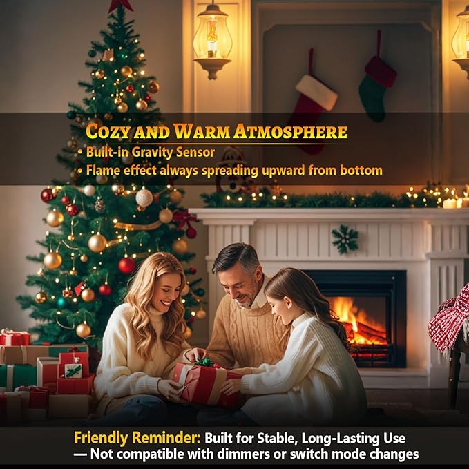 HoogaLife Flame Light Bulbs, Warm Flickering Light Bulbs Effect of Real Fire, E26 Led Flame Light Bulb for Christmas, Halloween, Party Patio Porch Home Holiday Indoor & Outdoor Decorations-2 Pack