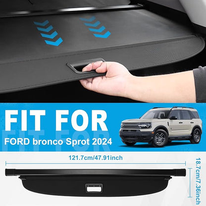 Retractable Cargo Cover Compatible with Ford Bronco Sport 2021-2025 Rear Cargo Security Trunk Cover, Anti-Peeping Luggage Privacy Screen, Rear Trunk Security Shade Shield Tonneau Cover