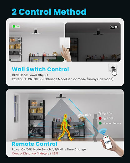 Motion Sensor Garage Lights 2 Pack, 8000LM Led Motion Sensor Light Indoor, E26 Screw in 6500K Motion Activated Light Bulb for Workshop, Warehouse