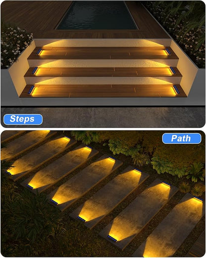 DetarZinLED Solar Step Lights for Outside,8 Pack Solar Stair Lights Outdoor Waterproof,Warm White Deck Light Solar Powered Waterproof for Steps,Stairs,Walkway,Sidewalk,Patio,Pathway