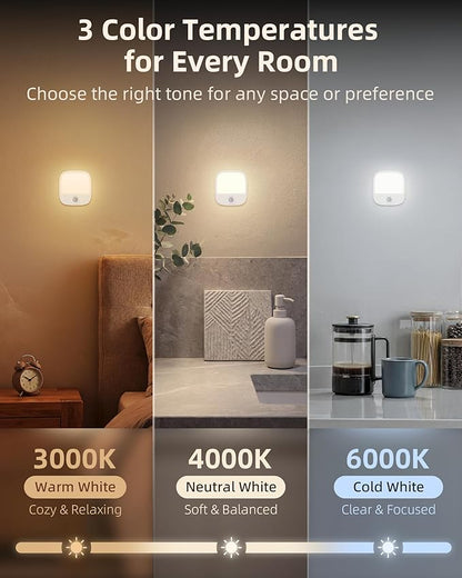 EZVALO Rechargeable Motion Sensor Night Light, Magnetic Stick-On LED Light with 3 Color Temperatures, Dimming & Memory, Portable Cordless Light for Closet, Bedroom, Hallway, Stairs, Bathroom (1 Pack)