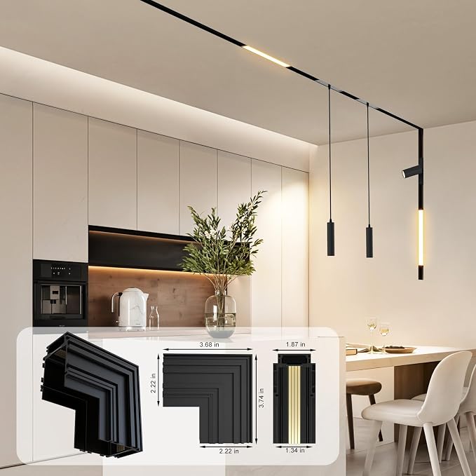 90-Degree Corner Connector for 4-Wire Magnetic Track | Aluminum Alloy Vertical Shape Joint, Recessed Rail for LED Track Light, ONLY Compatible Rails, ETL Certificate
