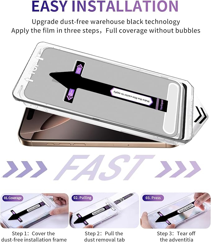 2 Pack for iPhone 16 Pro Max Privacy Screen Protector Tempered Glass for iPhone16ProMax 6.9inch [Auto-Installation] Anti-Spy Private Glass Film No Bubble 9H Hardness Anti-Scratch HD