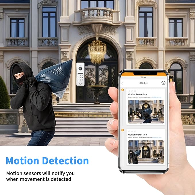 Wired Video Doorbell Apartment Intercom 3 Unit 7 Inch Touch Screen Monitor 1080P HD Camera 4 in 1 Unlocking Support RFID Card Password WiFi Smart Home Door Phone Kits for Home Villa,32G