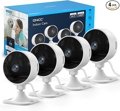 GNCC Only 2.4GHz Indoor Security Camera, 1080P Cameras for Home Security, Motion Detection, Two-Way Audio, Night Vision, Dog Camera with App, Easy Install, Cloud Storage Subscription Required(4-Pack)