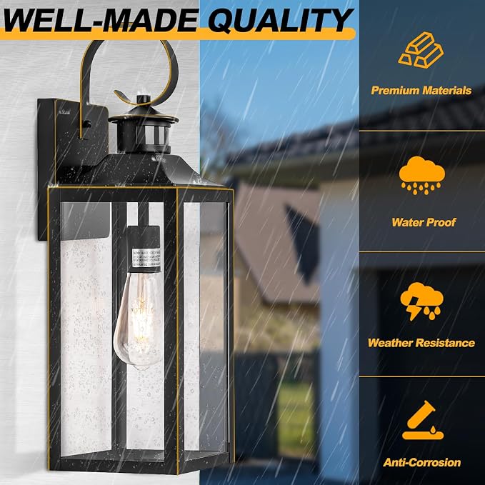 20" Motion Sensor Outdoor Wall Lights, Dawn to Dusk Outdoor Light Fixture
